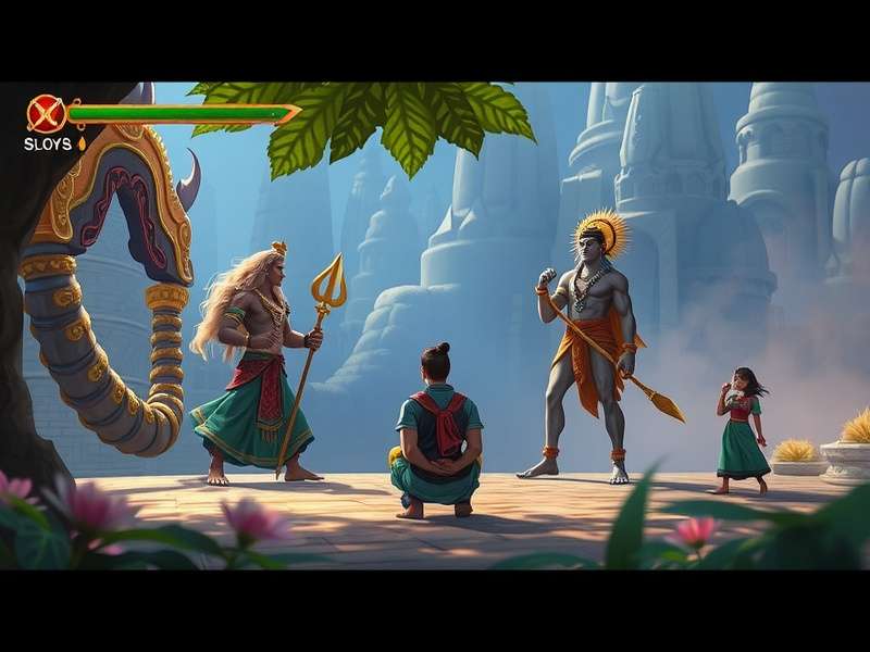 Eternal Mahadev Saga gameplay screenshot showing divine characters and environments